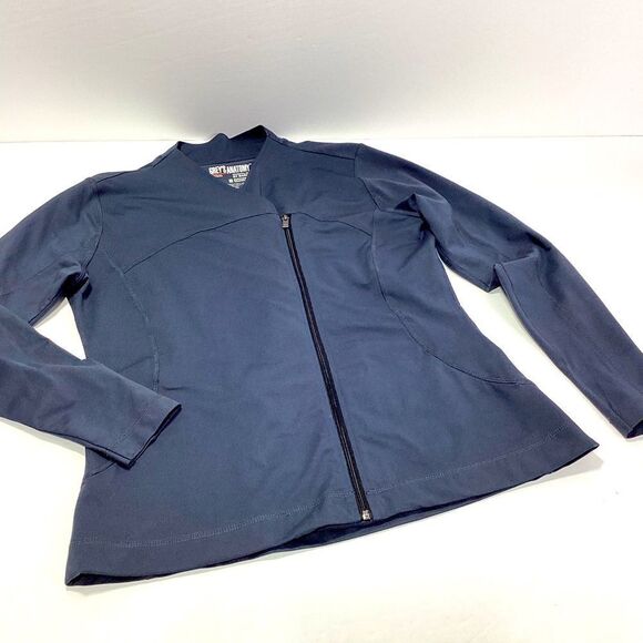 Grey's Anatomy Scrubs Jacket By Barco Uniforms Impact Gray Zip Front Pockets L - Picture 1 of 6